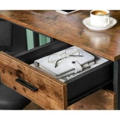 VASAGLE Bureau D'angle, Table En Forme De L, Avec Placard De Rangement Et Tiroir, Peu Encombrant, Montage Facile, Cadre En Acier, Style Industriel, Marron Rustique Et Noir Par SONGMICS LWD74X - Marron Rustique Et Noir -France Bureau Soldes 2022 25372071 4