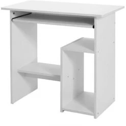 HELLOSHOP26 Bureau Table Informatique Table Avec Support Clavier Coulissant Montage Simple Stable Table Pour La Maison Et Le Bureau Dimensions 45 X 80 X 74 Cm Blanc - Blanc