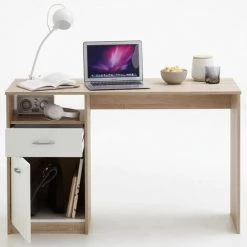 FMD Bureau Avec 1 Tiroir 123 X 50 X 76,5 Cm Chêne Et Blanc - Brun -France Bureau Soldes 2022 25591869 3