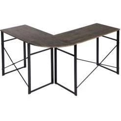 URBAN MEUBLE Bureau D'angle Style Industriel Métal Et Bois Sombre -France Bureau Soldes 2022 25650815 5