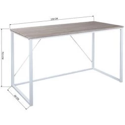 URBAN MEUBLE Bureau Spacieux Et Minimaliste Au Style Industriel Blanc Et Bois -France Bureau Soldes 2022 25650931 4