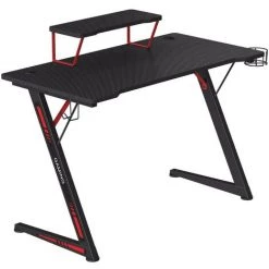 SONGMICS Table De Jeu, Bureau, Avec Support Pour Moniteur, Porte-gobelet, Support Pour écouteurs, Multifonction, Cadre En Acier En Z, Montage Facile, Noir Et Rouge LGD001B01 - Noir Et Rouge