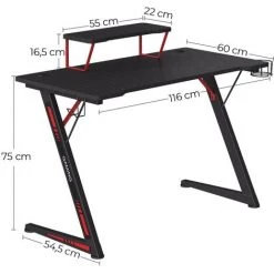 SONGMICS Table De Jeu, Bureau, Avec Support Pour Moniteur, Porte-gobelet, Support Pour écouteurs, Multifonction, Cadre En Acier En Z, Montage Facile, Noir Et Rouge LGD001B01 - Noir Et Rouge -France Bureau Soldes 2022 25890661 5