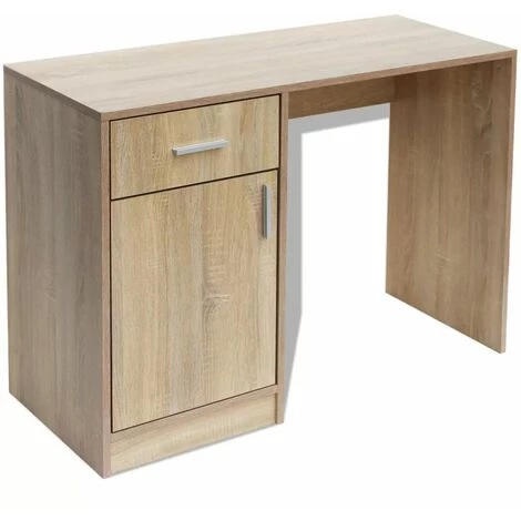 ASUPERMALL Bureau Avec Tiroir Et Placard 100 X 40 X 73 Cm Chene 4 ASUPERMALL Bureau Avec Tiroir Et Placard 100 X 40 X 73 Cm Chene – Image 2