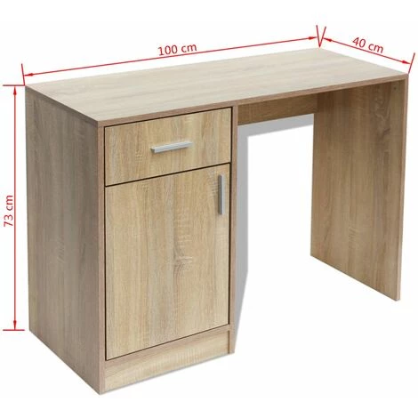ASUPERMALL Bureau Avec Tiroir Et Placard 100 X 40 X 73 Cm Chene 5 ASUPERMALL Bureau Avec Tiroir Et Placard 100 X 40 X 73 Cm Chene – Image 3