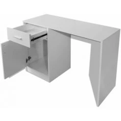 ASUPERMALL Bureau Avec Tiroir Et Placard 100x40x73 Cm Blanc -France Bureau Soldes 2022 25966754 5