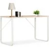 TRUE DEAL Bureau D'ordinateur Blanc Et Chêne 120x60x73 Cm