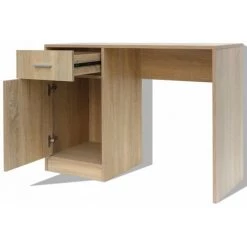 TRUE DEAL Bureau Avec Tiroir Et Placard 100 X 40 X 73 Cm Chêne -France Bureau Soldes 2022 26219919 4