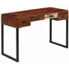 TRUE DEAL Bureau Bois De Sesham Massif Et Cuir Véritable 117x50x76 Cm -France Bureau Soldes 2022 26221160 1