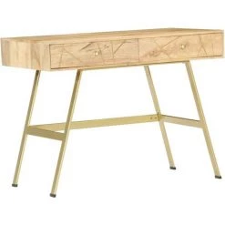 TRUE DEAL Bureau Avec Tiroirs 100x55x75 Cm Bois Solide De Manguier