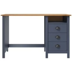 TRUE DEAL Bureau Hill Range Avec 3 Tiroirs Gris 120x50x74 Cm Pin Solide -France Bureau Soldes 2022 26300565 2
