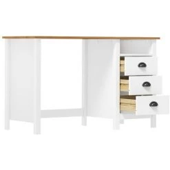 TRUE DEAL Bureau Hill Range Avec 3 Tiroirs 120x50x74 Cm Pin Solide -France Bureau Soldes 2022 26300566 3