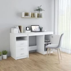 TRUE DEAL Bureau Blanc 140x50x76 Cm Aggloméré -France Bureau Soldes 2022 26304270 3
