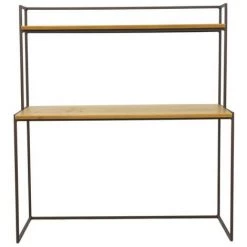 MEUBLETMOI Bureau 2 Plateaux En Pin Et Métal Marron - LINEA - Marron -France Bureau Soldes 2022 26623424 3