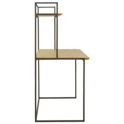 MEUBLETMOI Bureau 2 Plateaux En Pin Et Métal Marron - LINEA - Marron -France Bureau Soldes 2022 26623424 5