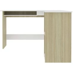 ASUPERMALL Bureau D'angle En Forme De L Blanc Chene Sonoma 120x140x75 Cm -France Bureau Soldes 2022 26708502 3