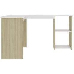 ASUPERMALL Bureau D'angle En Forme De L Blanc Chene Sonoma 120x140x75 Cm -France Bureau Soldes 2022 26708502 4