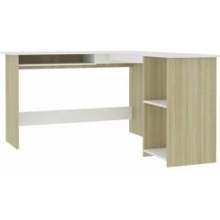 ASUPERMALL Bureau D'angle En Forme De L Blanc Chene Sonoma 120x140x75 Cm -France Bureau Soldes 2022 26708502 5