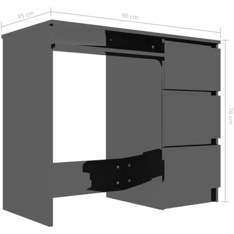 ASUPERMALL Bureau Noir Brillant 90x45x76 Cm Agglomere 6 ASUPERMALL Bureau Noir Brillant 90x45x76 Cm Agglomere – Image 4