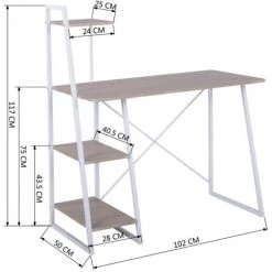 URBAN MEUBLE Bureau à étagères Intégrées Au Style Graphique Blanc Et Bois 11 URBAN MEUBLE Bureau à étagères Intégrées Au Style Graphique Blanc Et Bois -France Bureau Soldes 2022 26719920 5