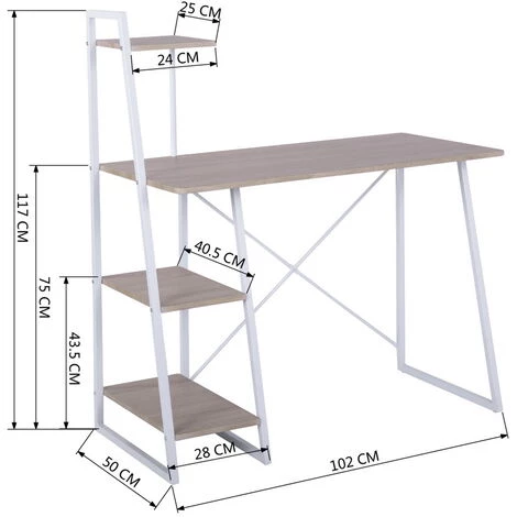 URBAN MEUBLE Bureau à étagères Intégrées Au Style Graphique Blanc Et Bois 7 URBAN MEUBLE Bureau à étagères Intégrées Au Style Graphique Blanc Et Bois – Image 5