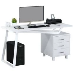 SIX Bureau Informatique Design Avec Tiroirs De Rangement - Couleur Blanc -France Bureau Soldes 2022 26798832 5