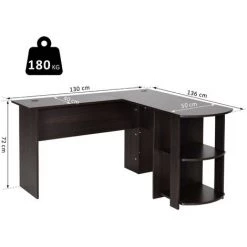 MH Bureau D’Angle 2 Etagères 2 Plateaux De Travail Marron Wengé -France Bureau Soldes 2022 26798841 2