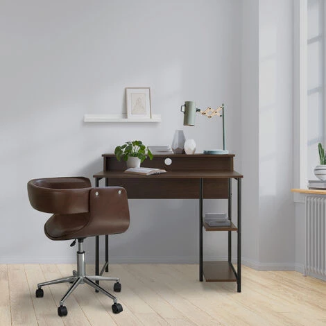 Teamson Home 35" Bureau À Domicile En Bois Bureau D'Ordinateur Et Étagères Marron VNF-00093 - Marron 5 Teamson Home 35" Bureau À Domicile En Bois Bureau D'Ordinateur Et Étagères Marron VNF-00093 - Marron – Image 3