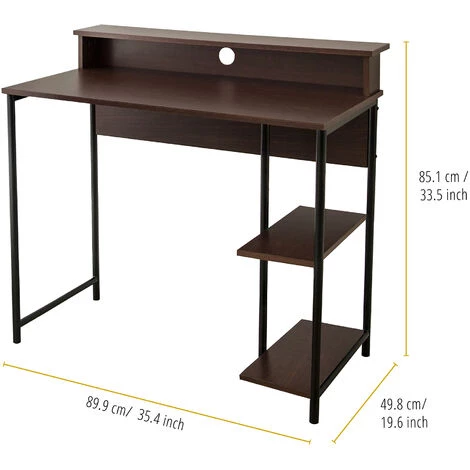 Teamson Home 35" Bureau À Domicile En Bois Bureau D'Ordinateur Et Étagères Marron VNF-00093 - Marron 7 Teamson Home 35" Bureau À Domicile En Bois Bureau D'Ordinateur Et Étagères Marron VNF-00093 - Marron – Image 5
