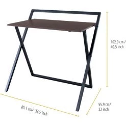 Teamson Home 34" Bureau D'Étude De Bureau À Domicile Pliant En Bois Moderne Brun/Noir VNF-00094 - Marron/Noir -France Bureau Soldes 2022 26905722 4