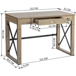 HOMEINBOX Table D'étude De Bureau D'ordinateur Rustique Avec Tiroir De Rangement 112x51x76cm 5512 -France Bureau Soldes 2022 26943170 5
