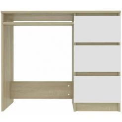 ASUPERMALL Bureau Blanc Et Chene Sonoma 90x45x76 Cm Agglomere -France Bureau Soldes 2022 26965868 3