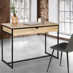 IDMARKET Bureau 1 Tiroir DETROIT Design Industriel - Naturel