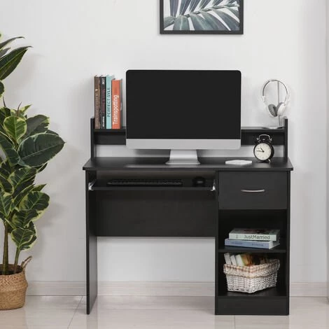 HOMCOM Bureau Informatique Multimédia Multi-rangements Panneaux Particules Noir 4 HOMCOM Bureau Informatique Multimédia Multi-rangements Panneaux Particules Noir – Image 2