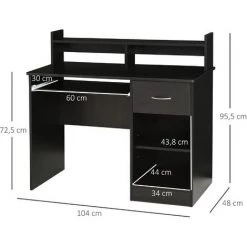 HOMCOM Bureau Informatique Multimédia Multi-rangements Panneaux Particules Noir 9 HOMCOM Bureau Informatique Multimédia Multi-rangements Panneaux Particules Noir -France Bureau Soldes 2022 27155610 3