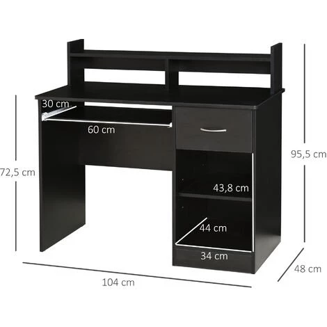HOMCOM Bureau Informatique Multimédia Multi-rangements Panneaux Particules Noir 5 HOMCOM Bureau Informatique Multimédia Multi-rangements Panneaux Particules Noir – Image 3