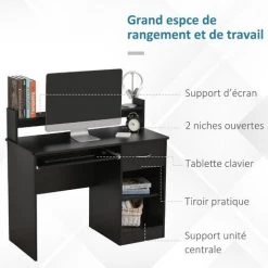 HOMCOM Bureau Informatique Multimédia Multi-rangements Panneaux Particules Noir 11 HOMCOM Bureau Informatique Multimédia Multi-rangements Panneaux Particules Noir -France Bureau Soldes 2022 27155610 5