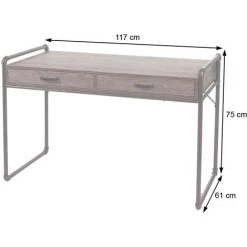 Bureau HHG-049, Table Pour Ordinateur, Design Industriel 75x120x60cm Structure 3D ~aspect Chêne Sauvage Marron -France Bureau Soldes 2022 27221874 3