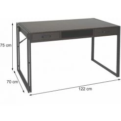 Bureau HHG-594, Table Pour Ordinateur, Structure 3D, 122x70cm ~ Gris -France Bureau Soldes 2022 27221903 3