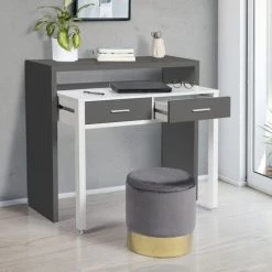 IDMARKET Bureau Extensible MAX Bois Blanc Et Gris