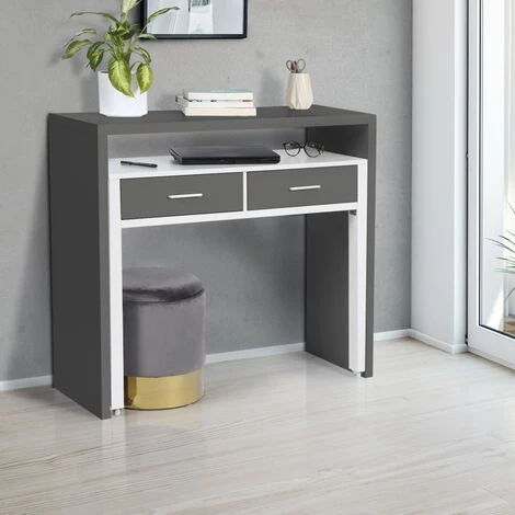 IDMARKET Bureau Extensible MAX Bois Blanc Et Gris 5 IDMARKET Bureau Extensible MAX Bois Blanc Et Gris – Image 3