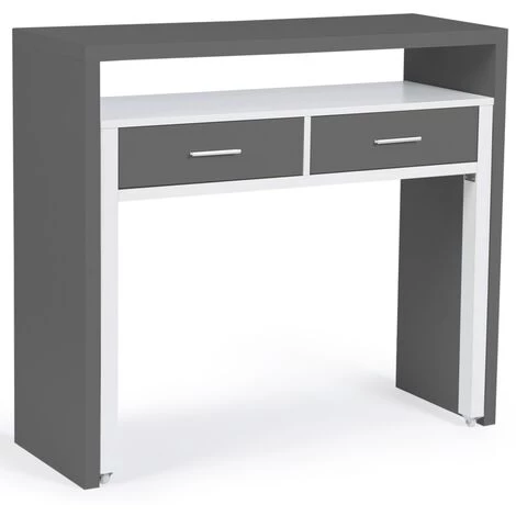 IDMARKET Bureau Extensible MAX Bois Blanc Et Gris 6 IDMARKET Bureau Extensible MAX Bois Blanc Et Gris – Image 4