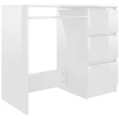 LITZEE Bureau Blanc Brillant 90x45x76 Cm Aggloméré 8 LITZEE Bureau Blanc Brillant 90x45x76 Cm Aggloméré -France Bureau Soldes 2022 27334021 2