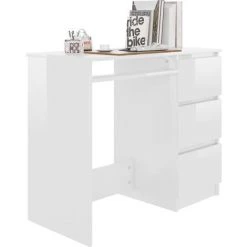 LITZEE Bureau Blanc Brillant 90x45x76 Cm Aggloméré 9 LITZEE Bureau Blanc Brillant 90x45x76 Cm Aggloméré -France Bureau Soldes 2022 27334021 3