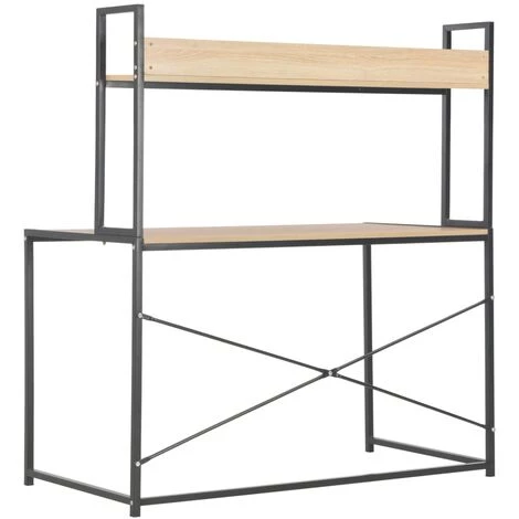 LITZEE Bureau D'ordinateur Noir Et Chêne 120 X 60 X 138 Cm 6 LITZEE Bureau D'ordinateur Noir Et Chêne 120 X 60 X 138 Cm – Image 4