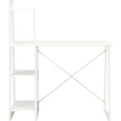LITZEE Bureau Avec étagère Blanc 102x50x117 Cm 8 LITZEE Bureau Avec étagère Blanc 102x50x117 Cm -France Bureau Soldes 2022 27507526 2