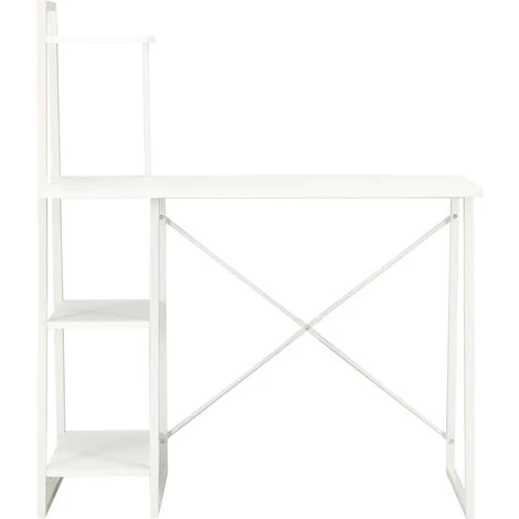 LITZEE Bureau Avec étagère Blanc 102x50x117 Cm 4 LITZEE Bureau Avec étagère Blanc 102x50x117 Cm – Image 2