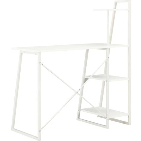 LITZEE Bureau Avec étagère Blanc 102x50x117 Cm 6 LITZEE Bureau Avec étagère Blanc 102x50x117 Cm – Image 4