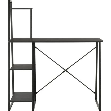LITZEE Bureau Avec étagère Noir 102x50x117 Cm 4 LITZEE Bureau Avec étagère Noir 102x50x117 Cm – Image 2