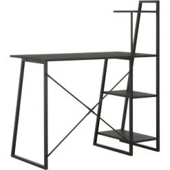 LITZEE Bureau Avec étagère Noir 102x50x117 Cm 10 LITZEE Bureau Avec étagère Noir 102x50x117 Cm -France Bureau Soldes 2022 27507533 4